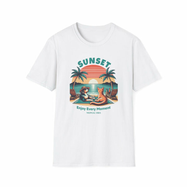 Retro Sunset Beach with Dog and Cat - Classic Fit