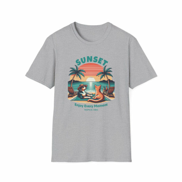 Retro Sunset Beach with Dog and Cat - Classic Fit - Image 3