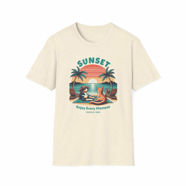 Retro Sunset Beach with Dog and Cat - Classic Fit - Image 4