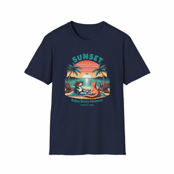 Retro Sunset Beach with Dog and Cat - Classic Fit - Image 5