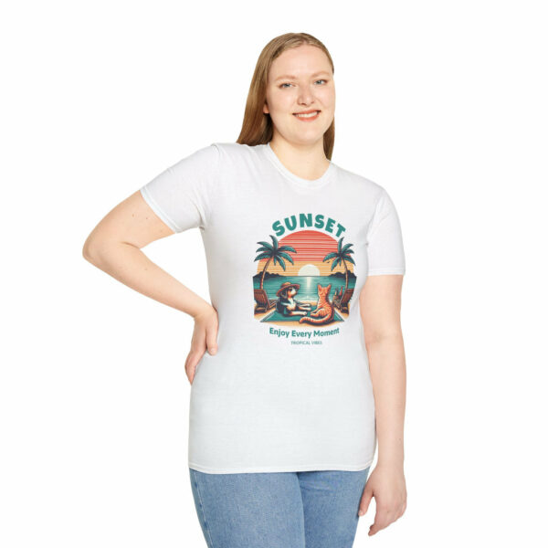 Retro Sunset Beach with Dog and Cat - Classic Fit - Image 6