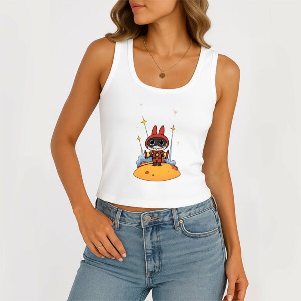 Super Labubu The Monsters Women's Sleeveless Scoop Neck Ribbed Tank Summer Basic Slim Cute Tops For Labubu Lover - Image 3
