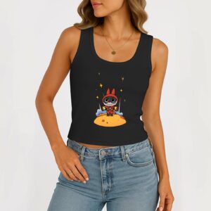 Super Labubu The Monsters Women's Sleeveless Scoop Neck Ribbed Tank Summer Basic Slim Cute Tops For Labubu Lover