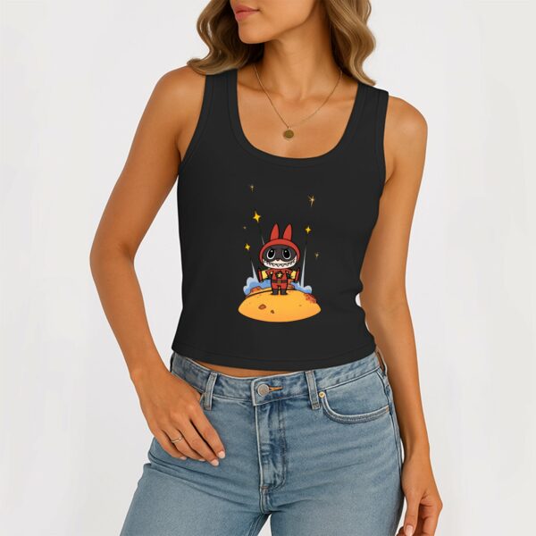 Super Labubu The Monsters Women's Sleeveless Scoop Neck Ribbed Tank Summer Basic Slim Cute Tops For Labubu Lover