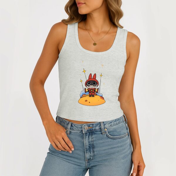 Super Labubu The Monsters Women's Sleeveless Scoop Neck Ribbed Tank Summer Basic Slim Cute Tops For Labubu Lover - Image 4