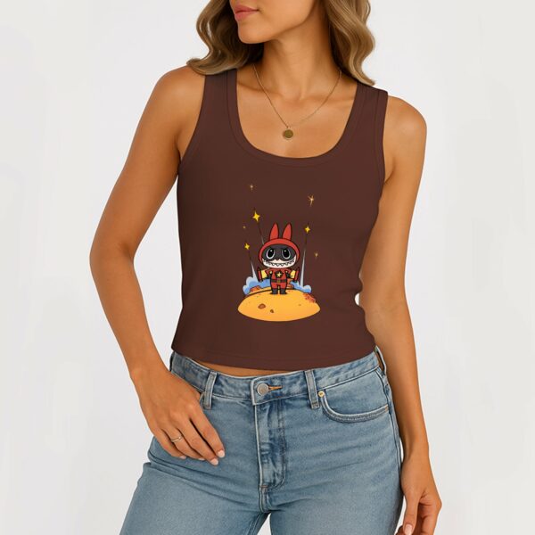 Super Labubu The Monsters Women's Sleeveless Scoop Neck Ribbed Tank Summer Basic Slim Cute Tops For Labubu Lover - Image 5
