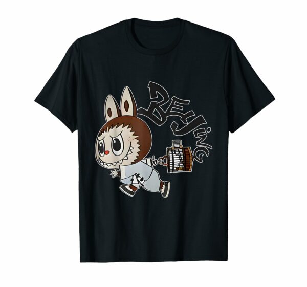 The Monsters Crew Neck Short Sleeve T-Shirt Gift for Labubu Lover Black - Image 3
