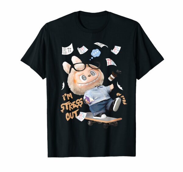 The Monsters Crew Neck Short Sleeve T-Shirt Gift for Labubu Lover Black - Image 5
