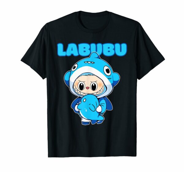 The Monsters Crew Neck Short Sleeve T-Shirt Gift for Labubu Lover Black - Image 6