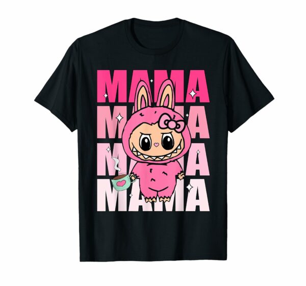 Cute Labubu The Monsters Crew Neck Short Sleeve T-Shirt Gift for Girlfriend Black - Image 2