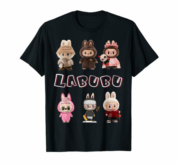 Cute Labubu The Monsters Crew Neck Short Sleeve T-Shirt Gift for Girlfriend Black - Image 5