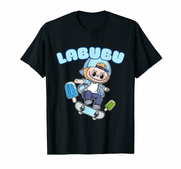 The Monsters Crew Neck Short Sleeve T-Shirt Gift for Labubu Lover Black - Image 7