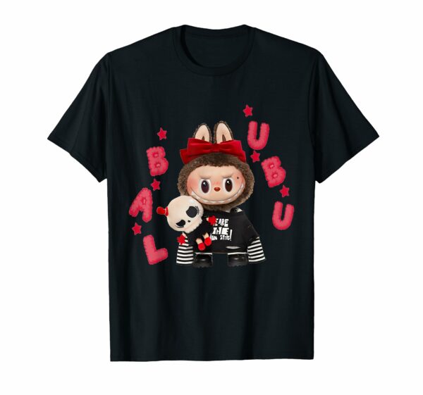 The Monsters Crew Neck Short Sleeve T-Shirt Gift for Labubu Lover Black - Image 9