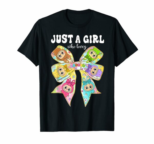 Cute Labubu The Monsters Crew Neck Short Sleeve T-Shirt Gift for Girlfriend Black