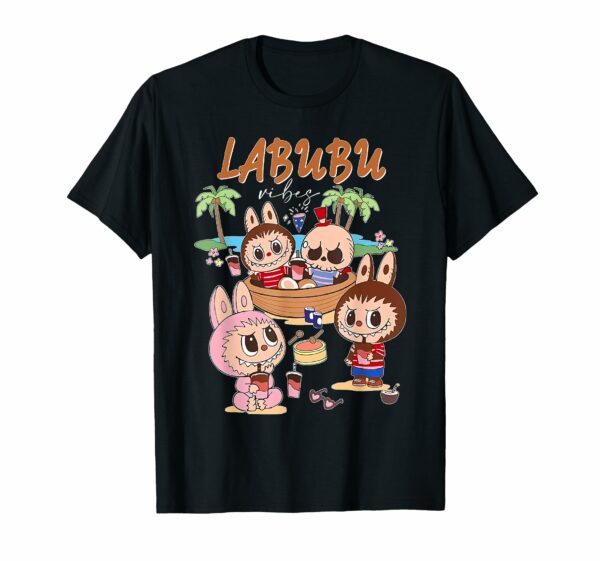 The Monsters Crew Neck Short Sleeve T-Shirt Gift for Labubu Lover Black - Image 10
