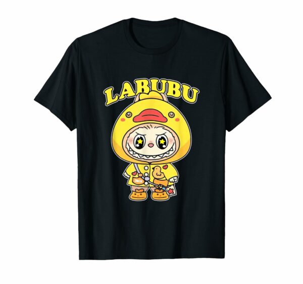 The Monsters Crew Neck Short Sleeve T-Shirt Gift for Labubu Lover Black - Image 12