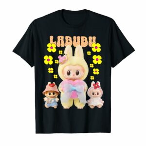 The Monsters Crew Neck Short Sleeve T-Shirt Gift for Labubu Lover Black