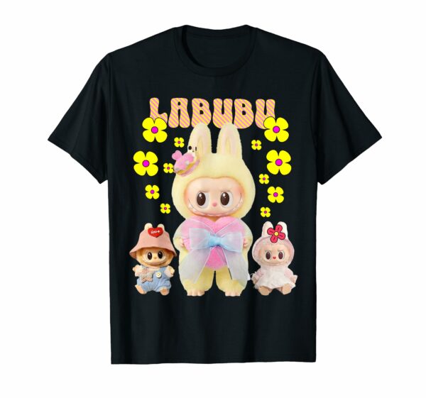 The Monsters Crew Neck Short Sleeve T-Shirt Gift for Labubu Lover Black