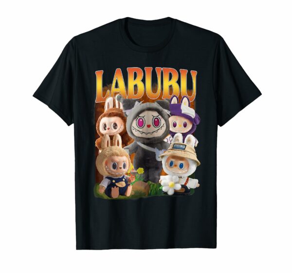The Monsters Crew Neck Short Sleeve T-Shirt Gift for Labubu Lover Black - Image 13