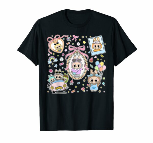 The Monsters Crew Neck Short Sleeve T-Shirt Gift for Labubu Lover Black - Image 14
