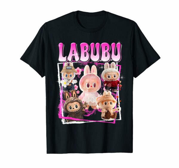 The Monsters Crew Neck Short Sleeve T-Shirt Gift for Labubu Lover Black - Image 15