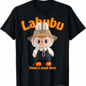 Funny Labubu The Monsters Crew Neck Short Sleeve T-Shirt For Labubu Lover Black